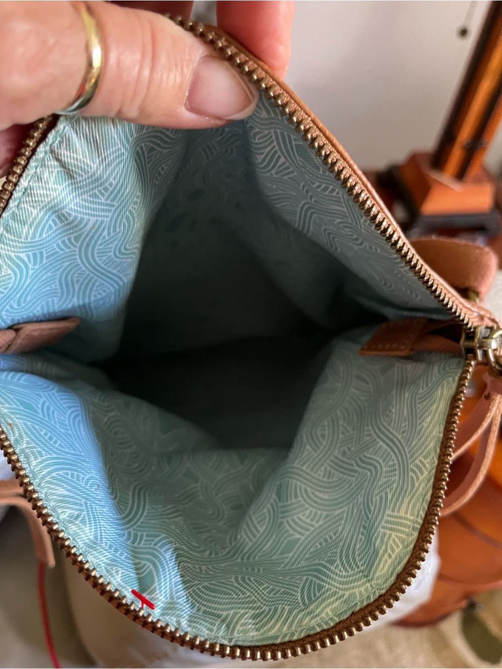 The Sak Silverlake Leather Flap Crossbody Tobacco Floral Embossed Bag - Picture 9 of 10